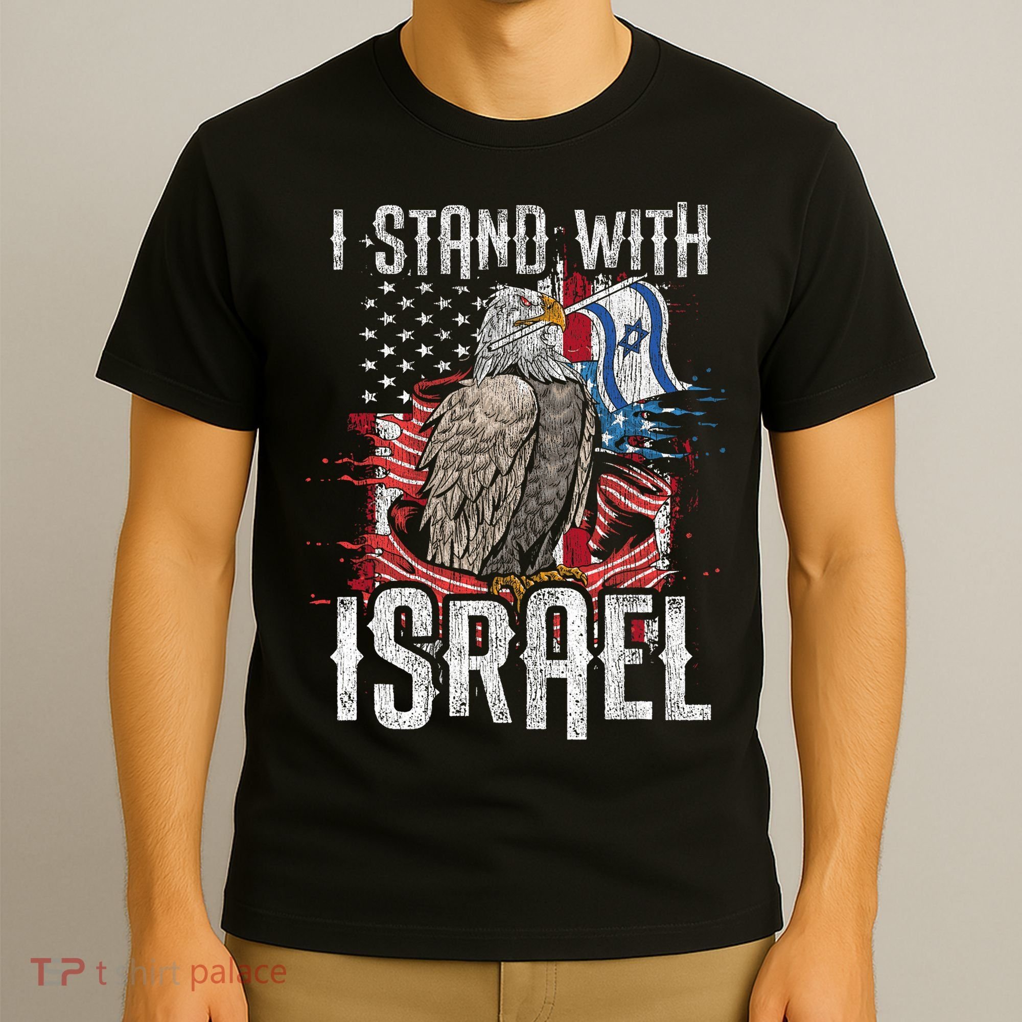 I Stand With Israel Vintage Eagle Us Flag T-Shirt