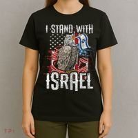 I Stand With Israel Vintage Eagle Us Flag T-Shirt thumb 4
