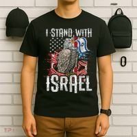 I Stand With Israel Vintage Eagle Us Flag T-Shirt thumb 6