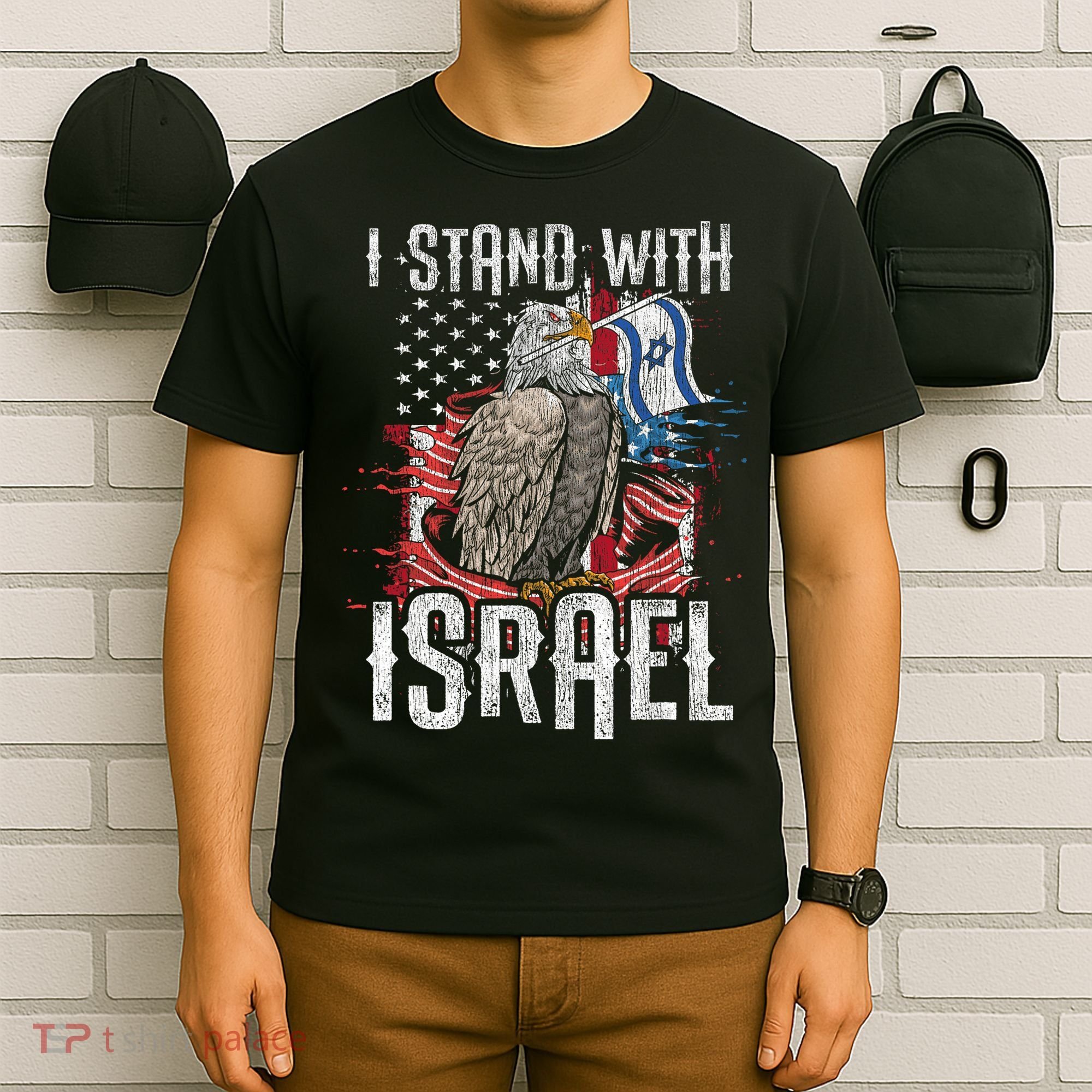 I Stand With Israel Vintage Eagle Us Flag T-Shirt
