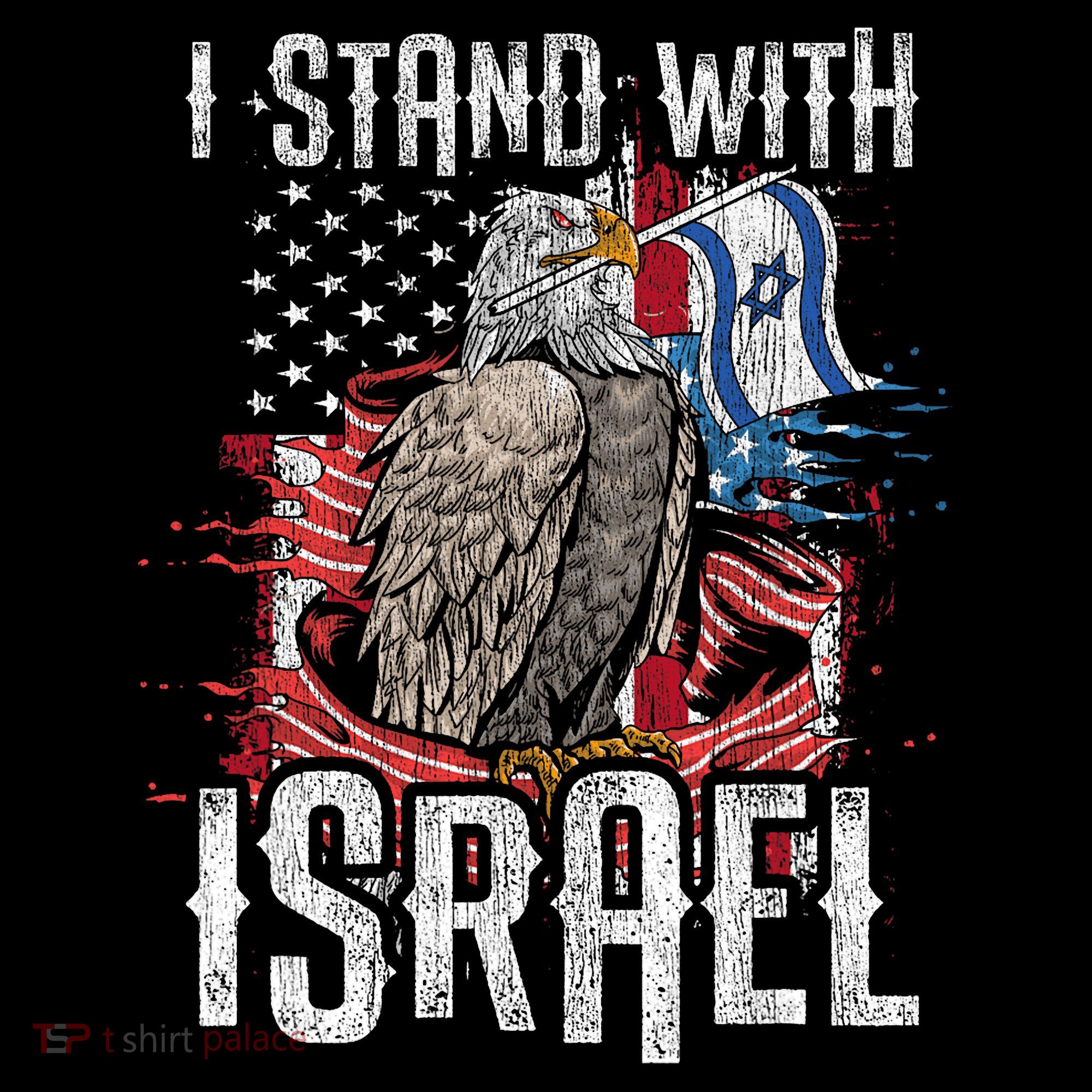 I Stand With Israel Vintage Eagle Us Flag T-Shirt