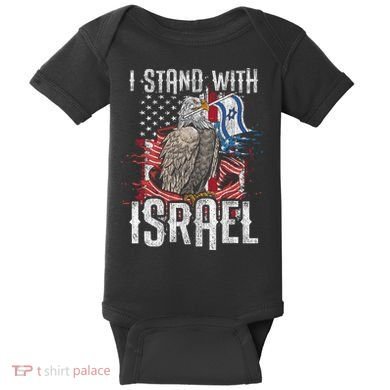 I Stand With Israel Vintage Eagle Us Flag Baby Bodysuit
