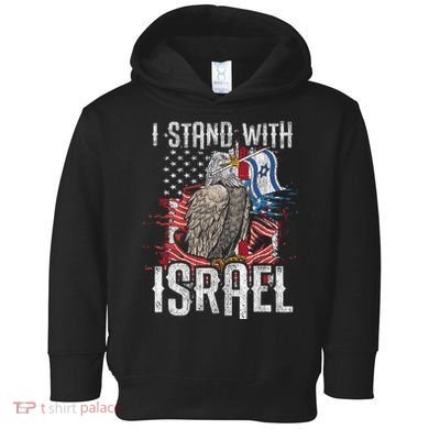 I Stand With Israel Vintage Eagle Us Flag Toddler Hoodie