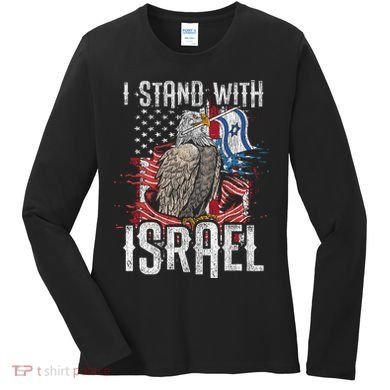 I Stand With Israel Vintage Eagle Us Flag Women's Long Sleeve Shirt