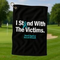 I Stand With The Victims Sexual Assault Awareness Gift Golf Towel thumb 1