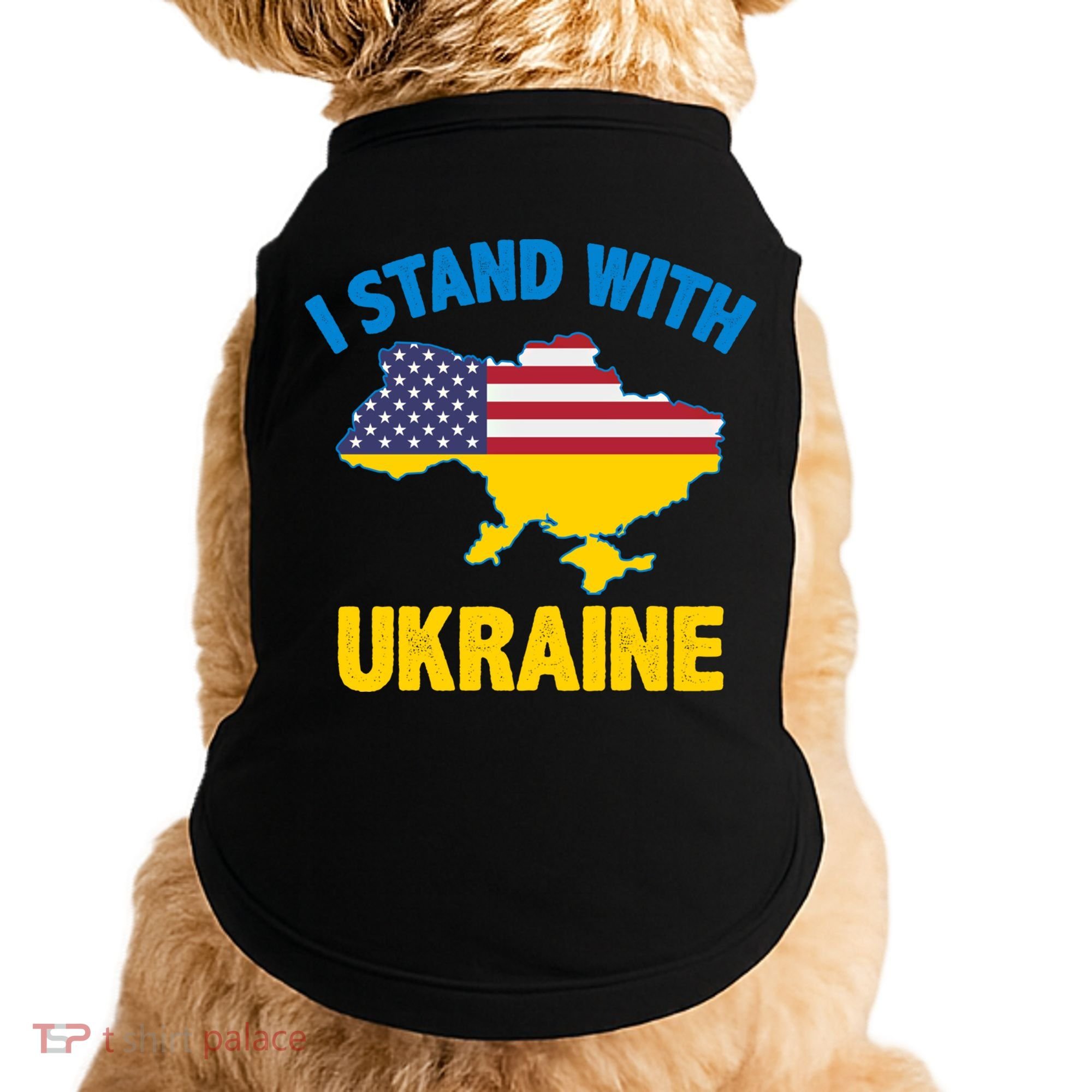 I Stand With Ukraine Map American Flag Us Support Ukrainian Gift Doggie Tank