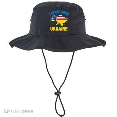 I Stand With Ukraine Map American Flag Us Support Ukrainian Gift Bucket Hat