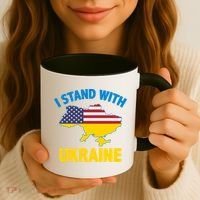 I Stand With Ukraine Map American Flag Us Support Ukrainian Gift Coffee Mug thumb 3