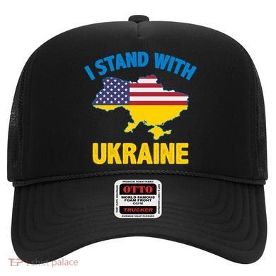 I Stand With Ukraine Map American Flag Us Support Ukrainian Gift Hat