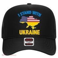 I Stand With Ukraine Map American Flag Us Support Ukrainian Gift Hat thumb 0