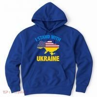 I Stand With Ukraine Map American Flag Us Support Ukrainian Gift Hoodie thumb 0