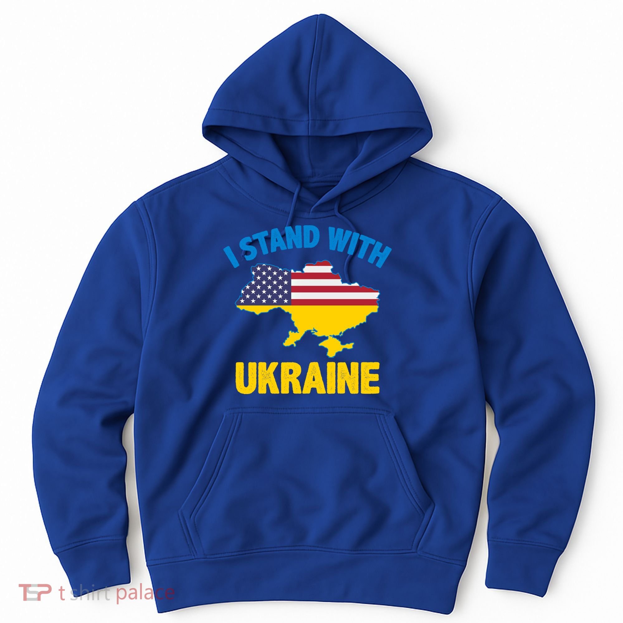 I Stand With Ukraine Map American Flag Us Support Ukrainian Gift Hoodie