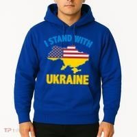 I Stand With Ukraine Map American Flag Us Support Ukrainian Gift Hoodie thumb 2