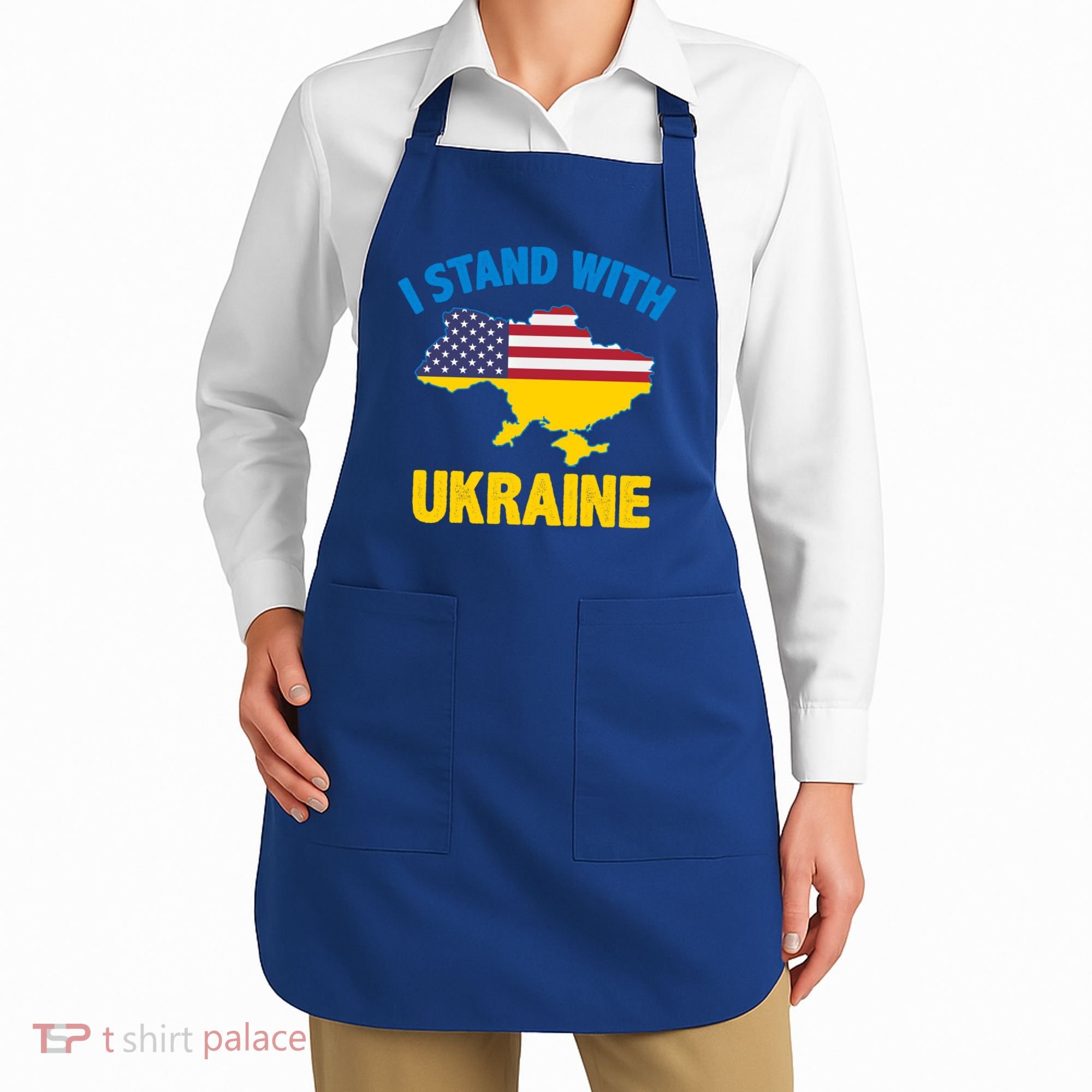 I Stand With Ukraine Map American Flag Us Support Ukrainian Gift Apron