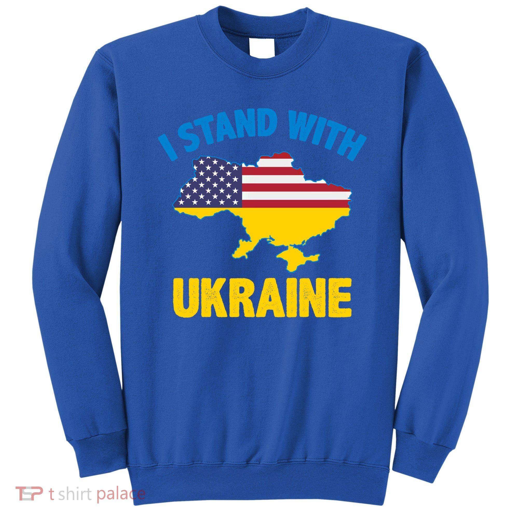I Stand With Ukraine Map American Flag Us Support Ukrainian Gift Sweatshirt