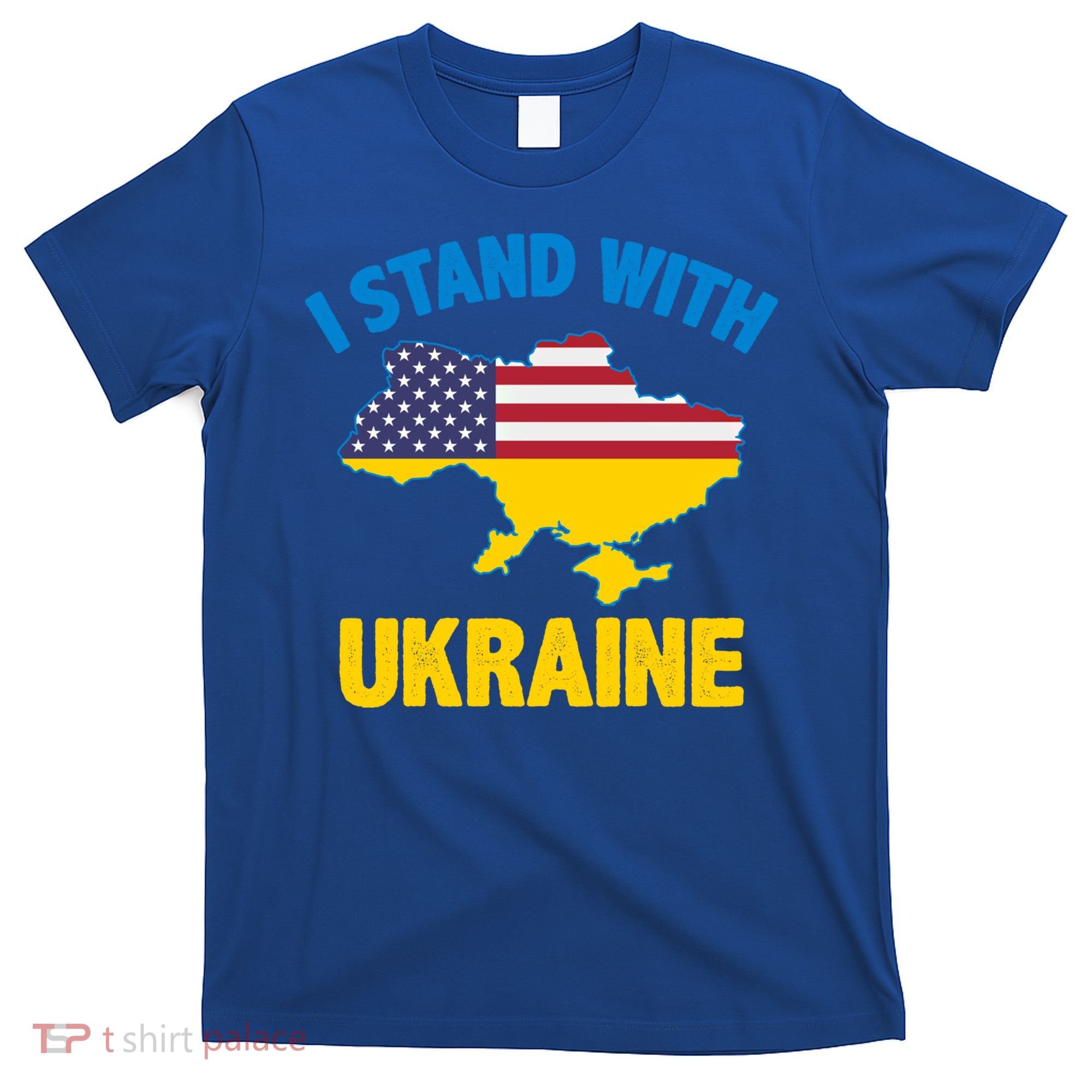 I Stand With Ukraine Map American Flag Us Support Ukrainian Gift T-Shirt