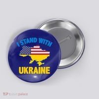 I Stand With Ukraine Map American Flag Us Support Ukrainian Gift Button thumb 0