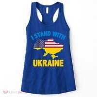 I Stand With Ukraine Map American Flag Us Support Ukrainian Gift Women's Tank Top thumb 0