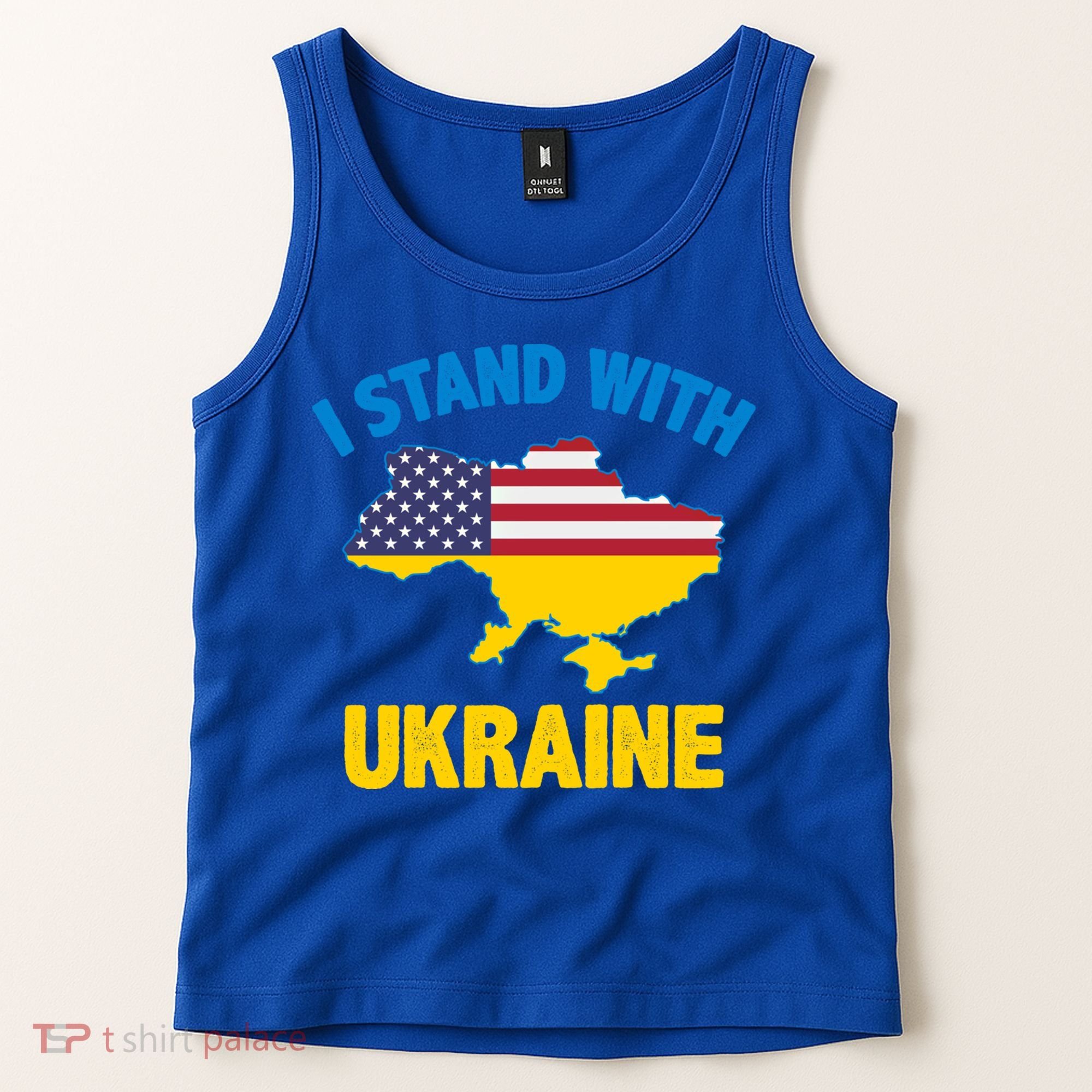 I Stand With Ukraine Map American Flag Us Support Ukrainian Gift Tank Top
