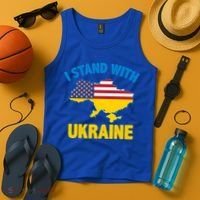 I Stand With Ukraine Map American Flag Us Support Ukrainian Gift Tank Top thumb 4