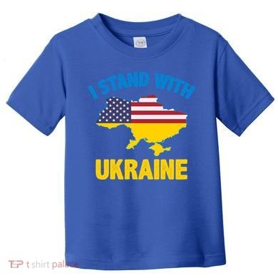 I Stand With Ukraine Map American Flag Us Support Ukrainian Gift Toddler T-Shirt