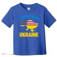 I Stand With Ukraine Map American Flag Us Support Ukrainian Gift Toddler T-Shirt thumb 0