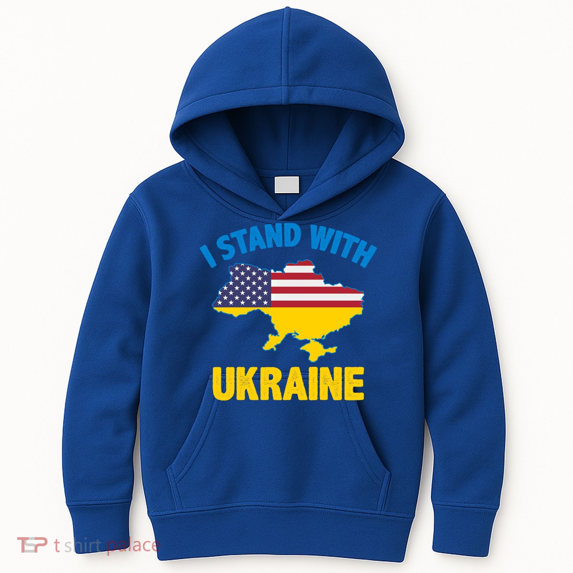 I Stand With Ukraine Map American Flag Us Support Ukrainian Gift Kids Hoodie