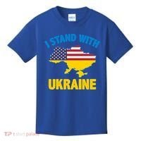 I Stand With Ukraine Map American Flag Us Support Ukrainian Gift Kids T-Shirt thumb 0