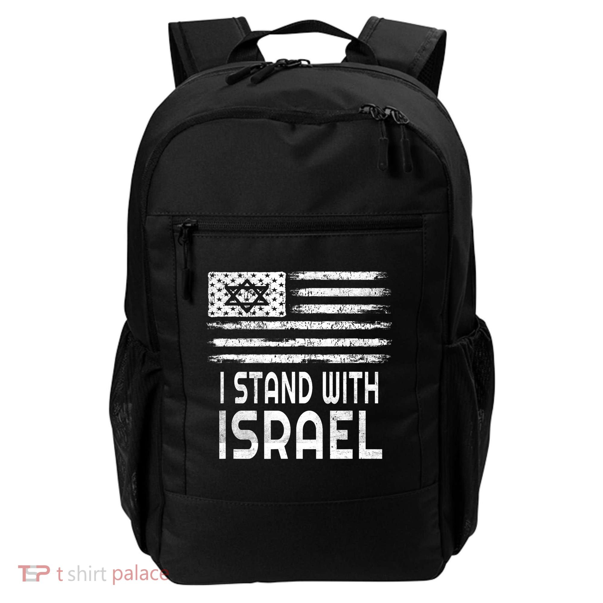 I Stand With Israel America Flag Israel Flag Backpack