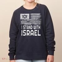 I Stand With Israel America Flag Israel Flag Women's Sweatshirt thumb 0