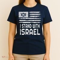 I Stand With Israel America Flag Israel Flag T-Shirt thumb 4