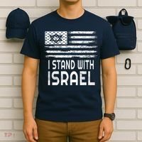 I Stand With Israel America Flag Israel Flag T-Shirt thumb 6