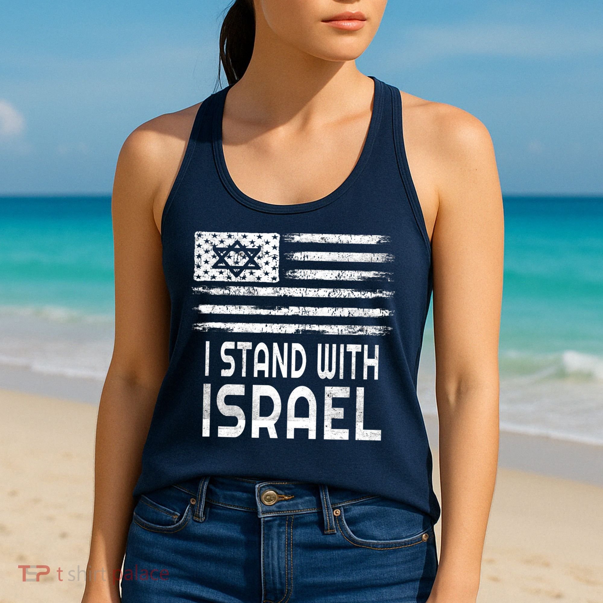I Stand With Israel America Flag Israel Flag Women's Tank Top