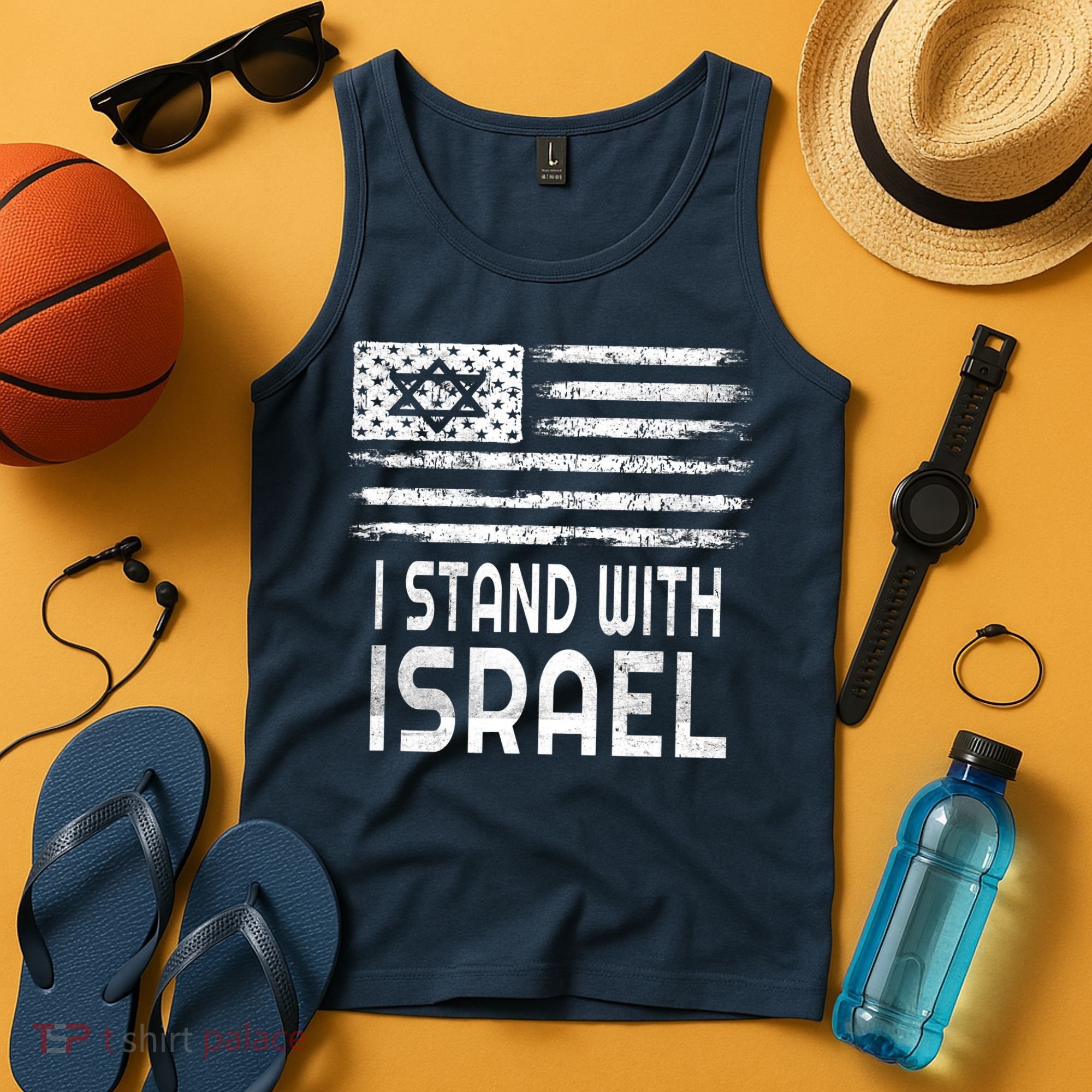 I Stand With Israel America Flag Israel Flag Tank Top