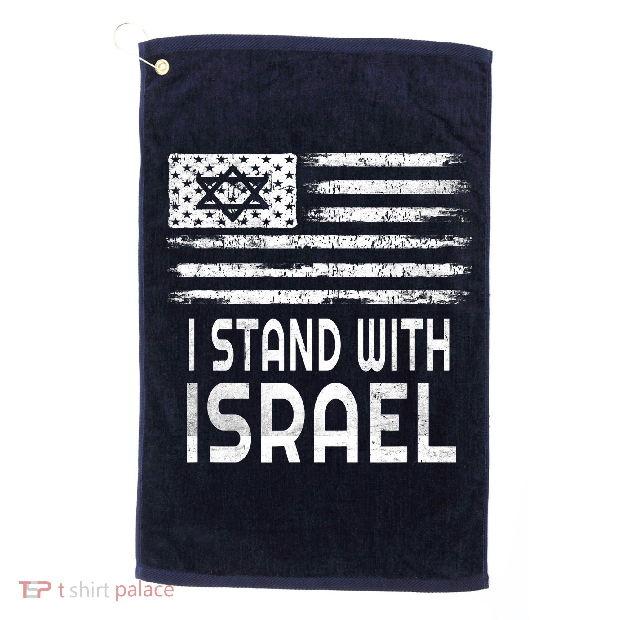 I Stand With Israel America Flag Israel Flag Golf Towel