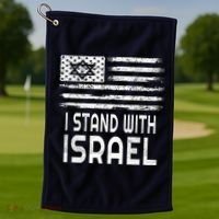I Stand With Israel America Flag Israel Flag Golf Towel thumb 1