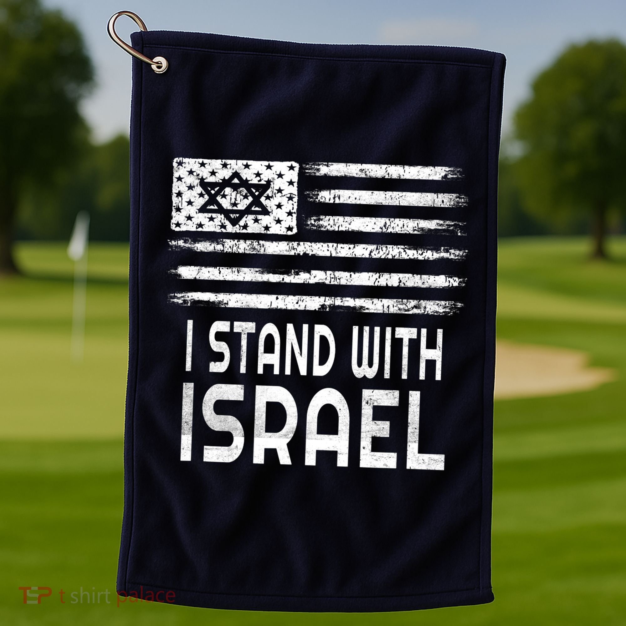 I Stand With Israel America Flag Israel Flag Golf Towel