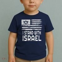 I Stand With Israel America Flag Israel Flag Toddler T-Shirt thumb 2