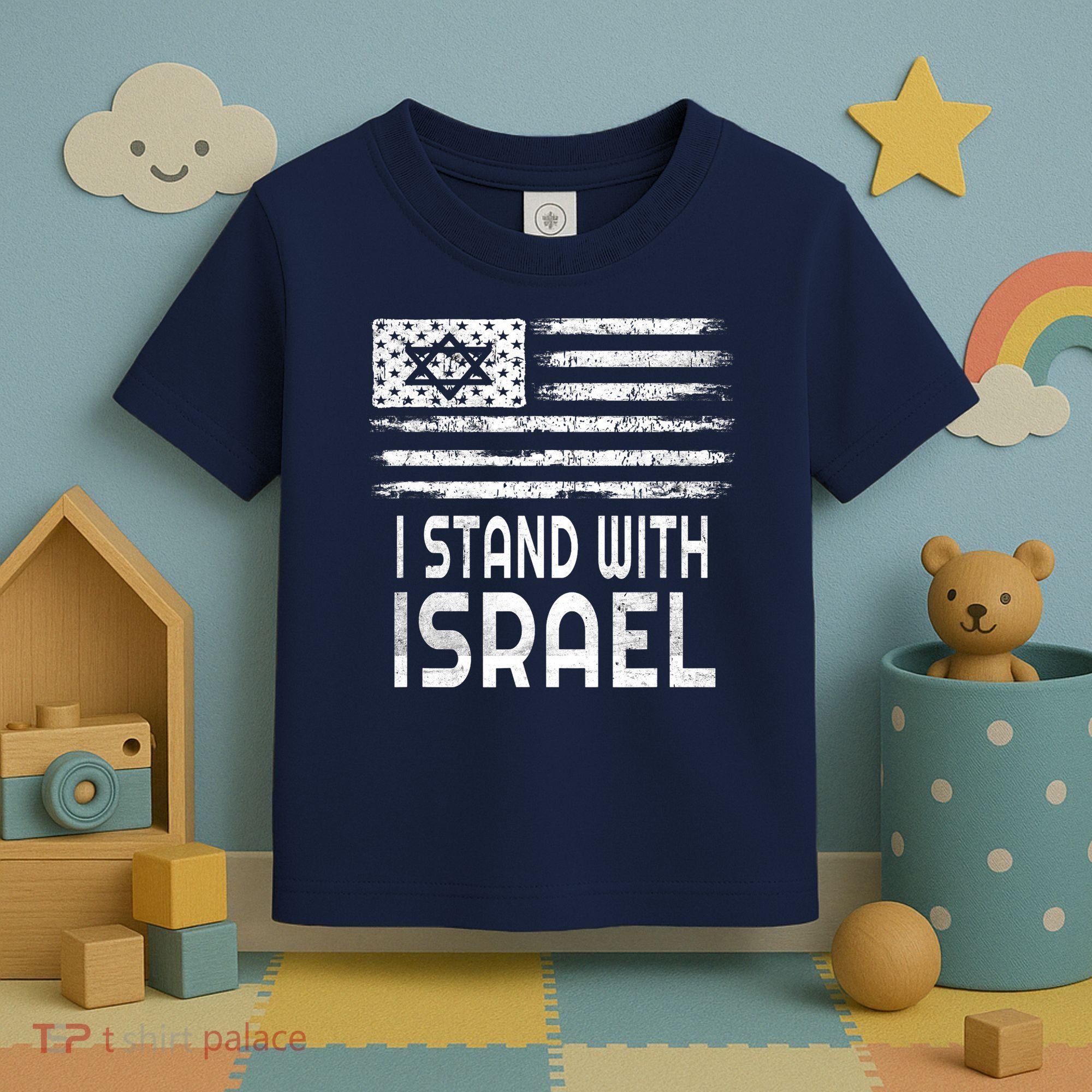 I Stand With Israel America Flag Israel Flag Toddler T-Shirt