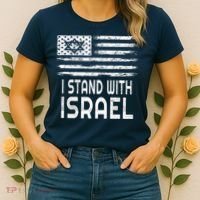 I Stand With Israel America Flag Israel Flag Women's T-Shirt thumb 2