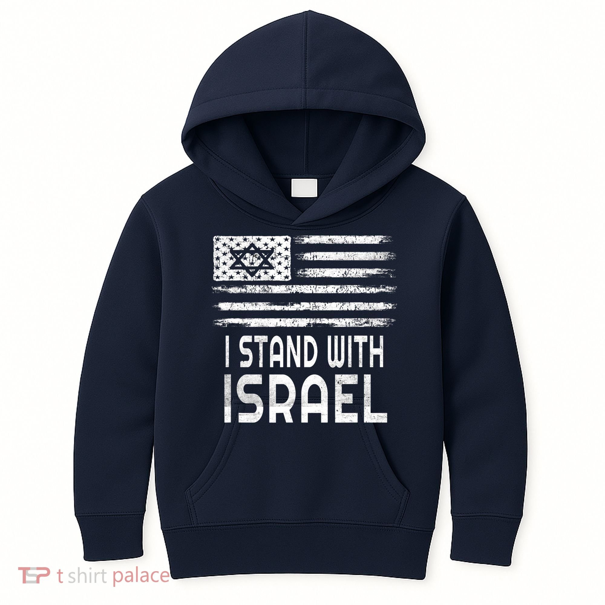 I Stand With Israel America Flag Israel Flag Kids Hoodie