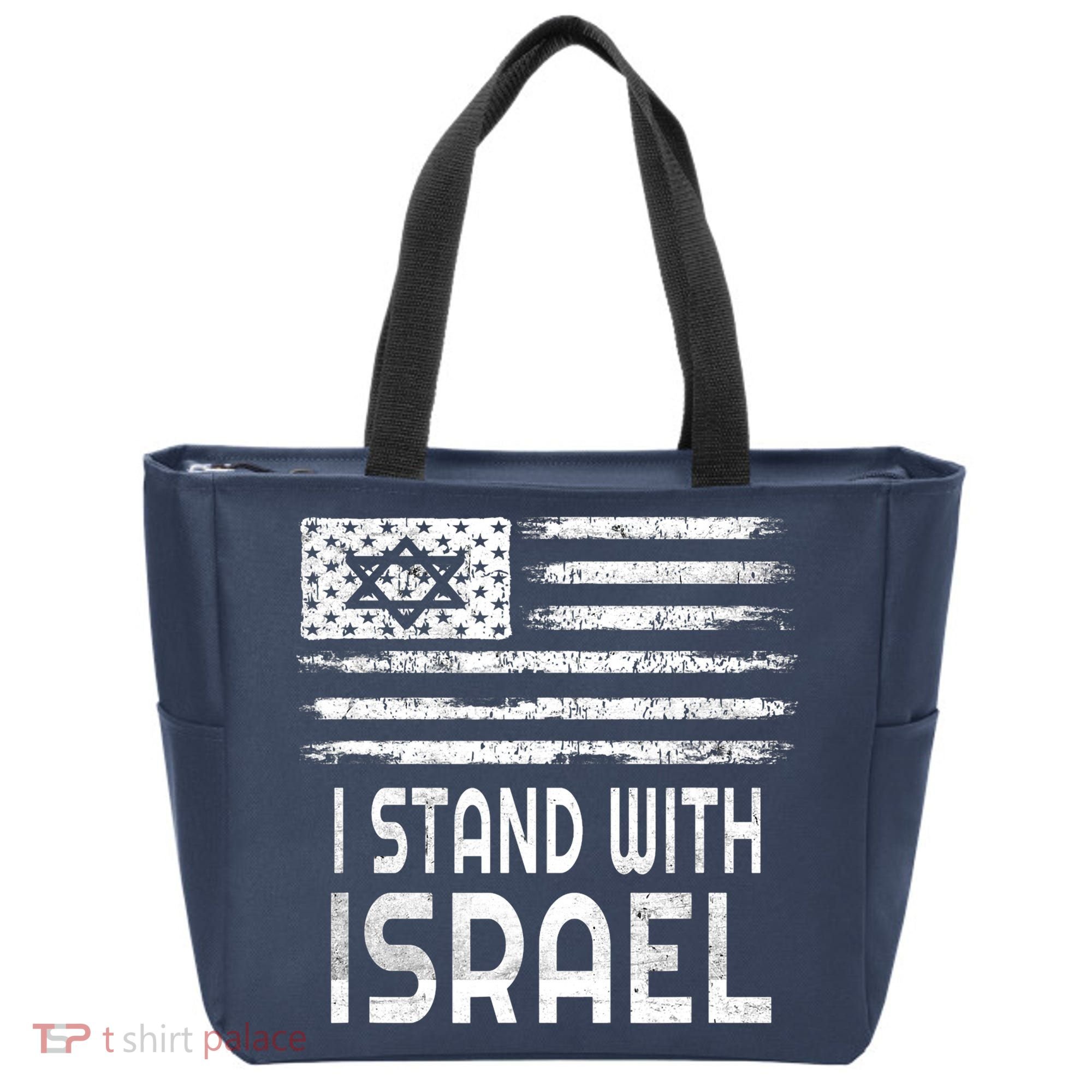 I Stand With Israel America Flag Israel Flag Tote Bag