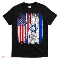 I Stand With Israel Usa American Flag W/ Israel Flag T-Shirt thumb 0