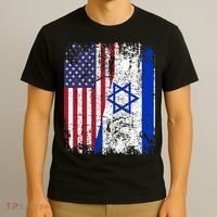 I Stand With Israel Usa American Flag W/ Israel Flag T-Shirt thumb 3