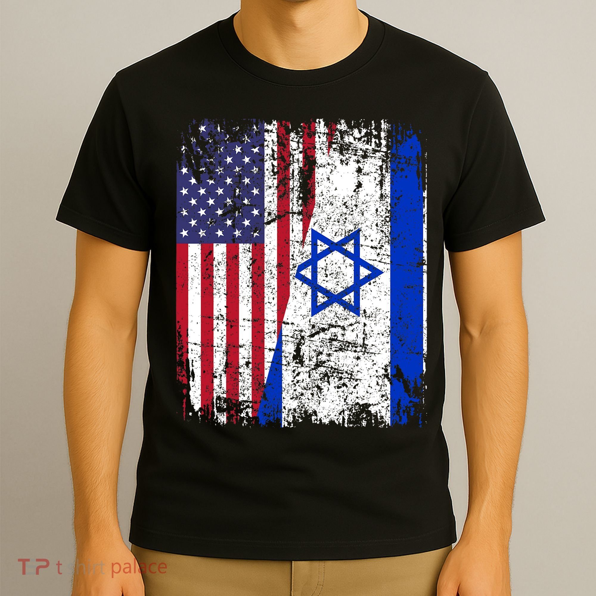 I Stand With Israel Usa American Flag W/ Israel Flag T-Shirt