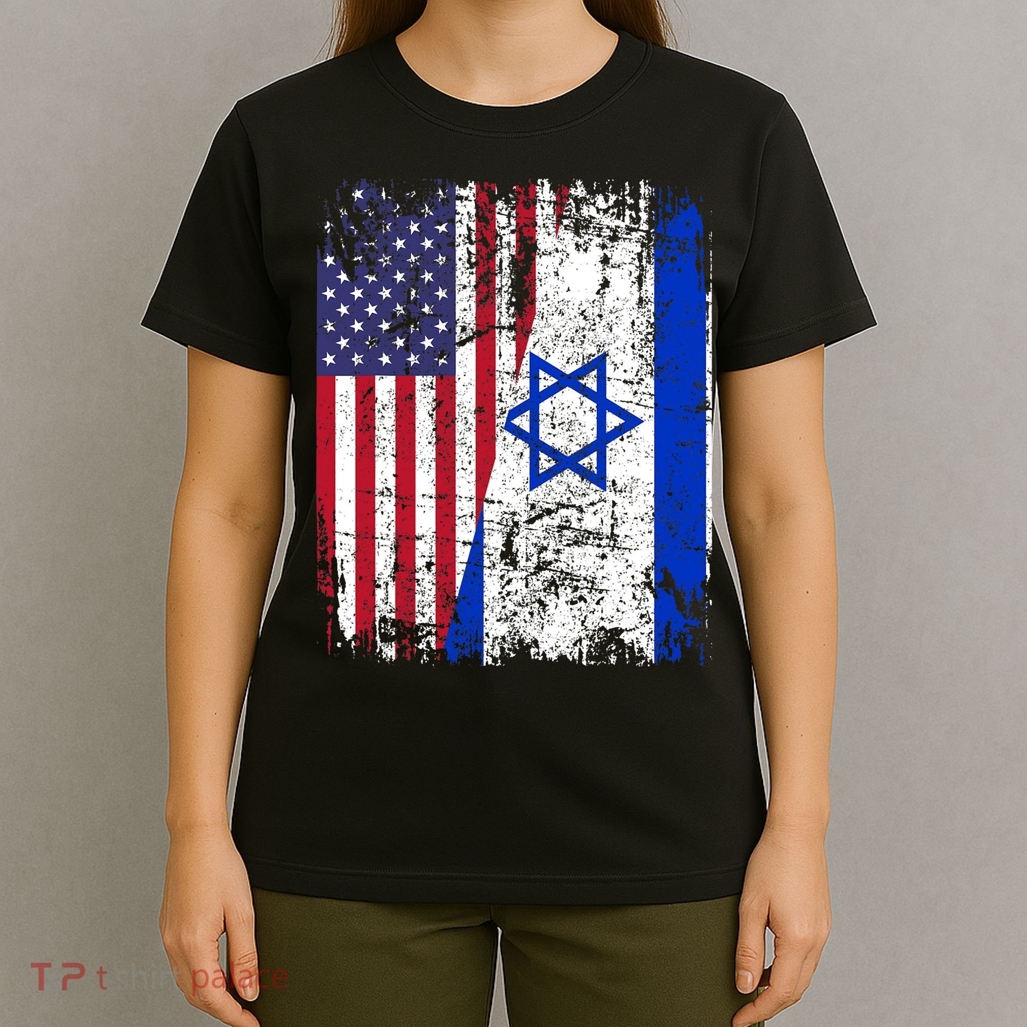 I Stand With Israel Usa American Flag W/ Israel Flag T-Shirt
