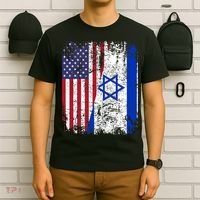 I Stand With Israel Usa American Flag W/ Israel Flag T-Shirt thumb 6