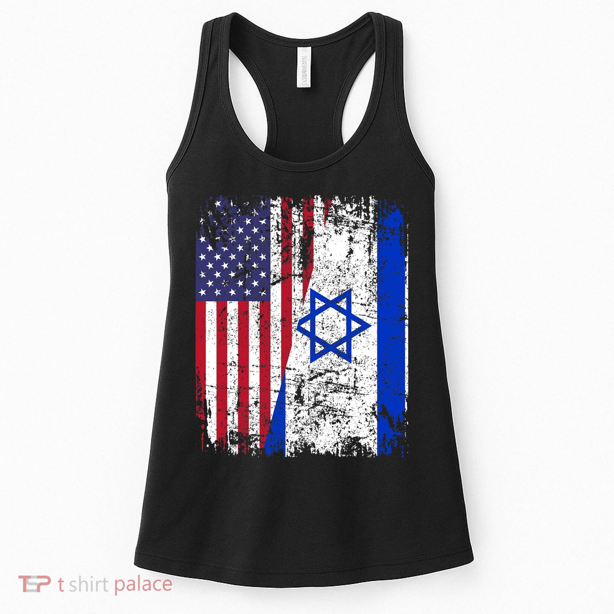 I Stand With Israel Usa American Flag W/ Israel Flag Women's Tank Top
