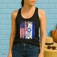 I Stand With Israel Usa American Flag W/ Israel Flag Women's Tank Top thumb 2