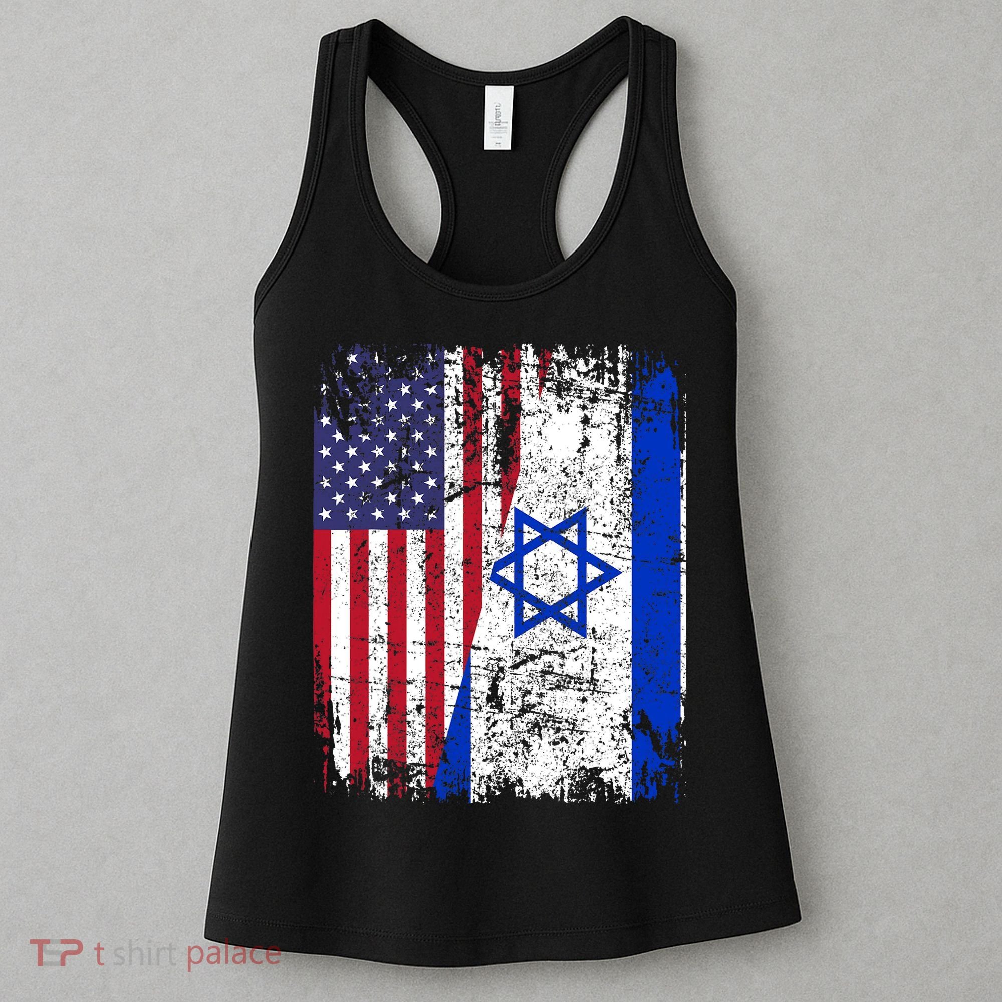 I Stand With Israel Usa American Flag W/ Israel Flag Women's Tank Top
